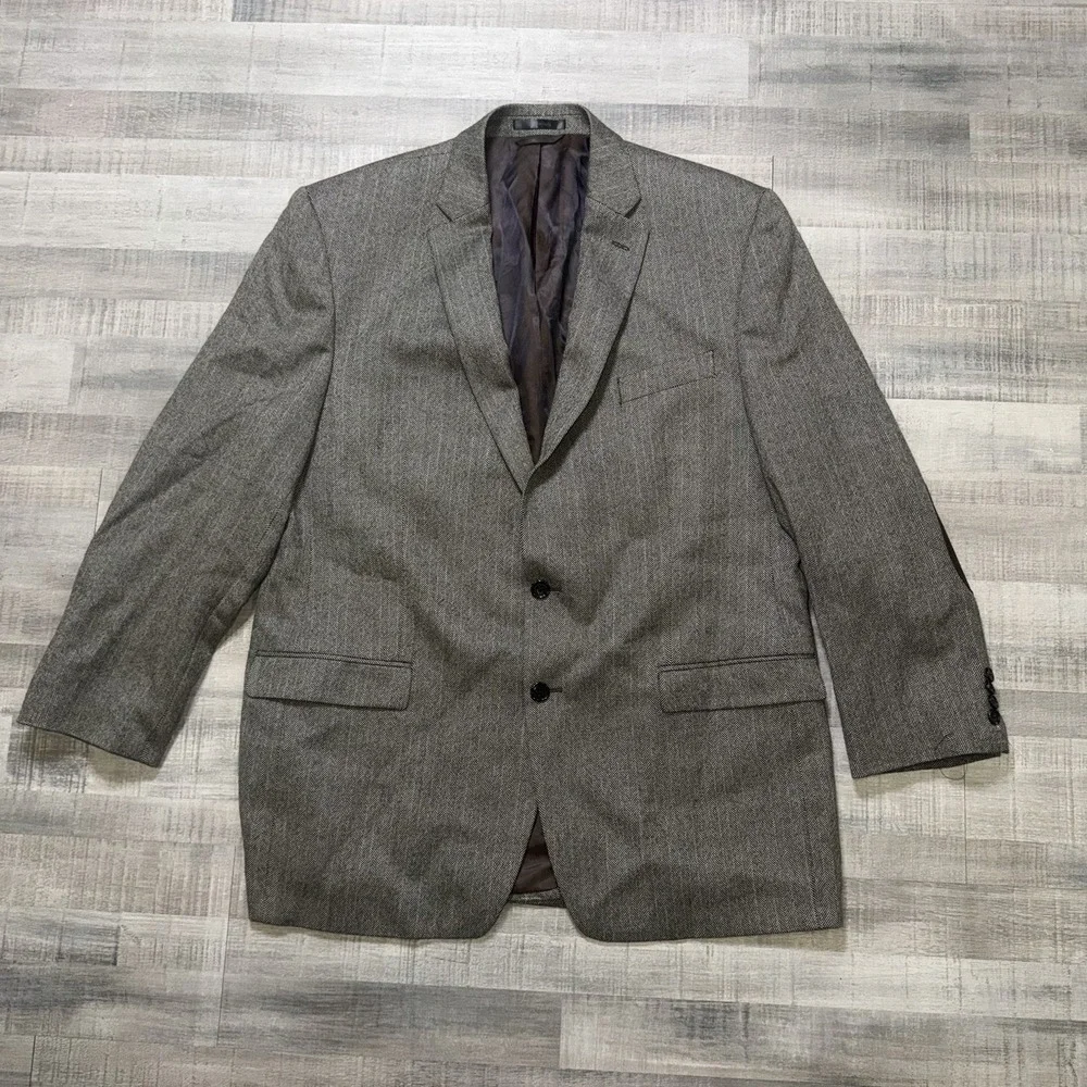 Ralph Lauren Men Blazer 46 Large Gray Wool 2 Button Sport Coat Elbow Patches